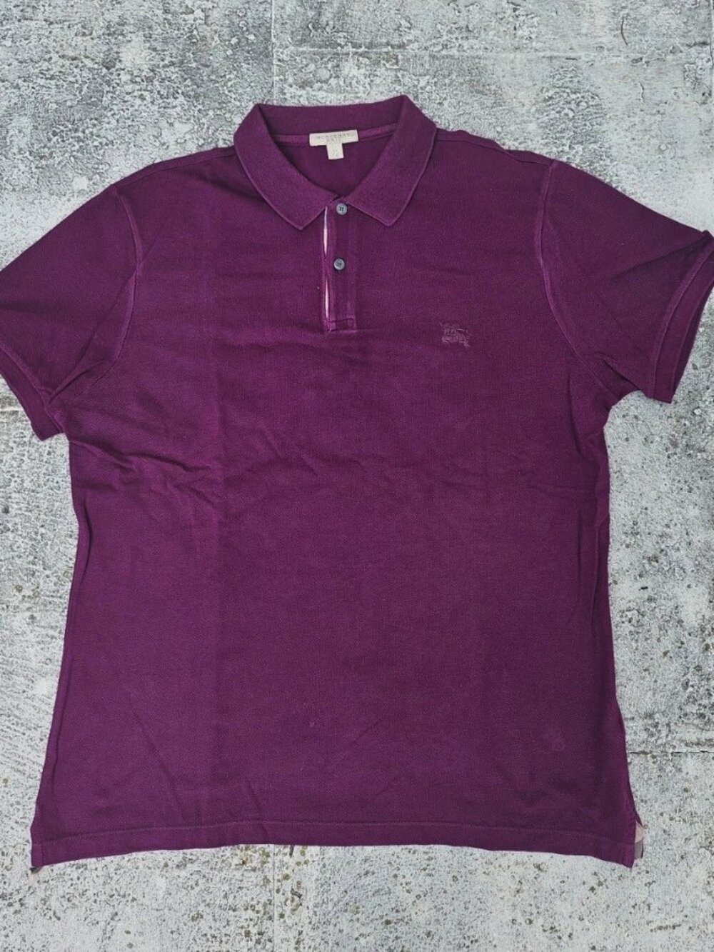 Burberry Men Polo Shirt Dark Purple T Shirt Short Sleeve Cotton Shirt Size